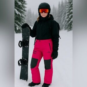 EUC BenBoy Women’s Bright Pink Outdoor/Ski/Snow Pants with Black Accents Sz XL